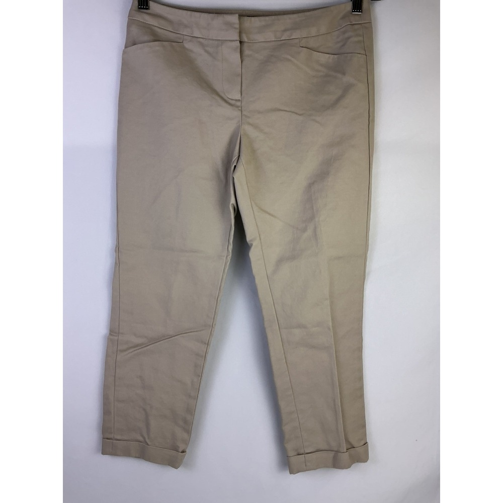 Valerie‎ Bertinelli Women's Size 6 Beige Cropped Cotton Blend Career Pants